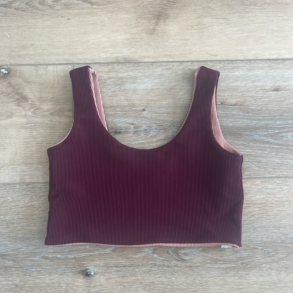 Five dancewear youth large reversible pink and maroon top!